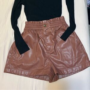 Zara Brown Leather Shorts